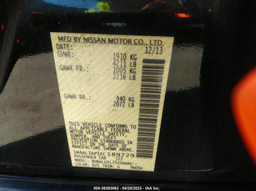 2014 NISSAN ALTIMA 2.5 SV - 1N4AL3AP1EC189729
