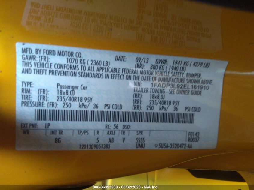 2014 FORD FOCUS ST - 1FADP3L92EL161910