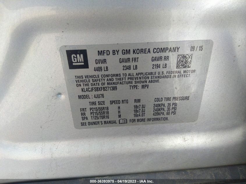 2015 BUICK ENCORE CONVENIENCE - KL4CJFSBXFB271389