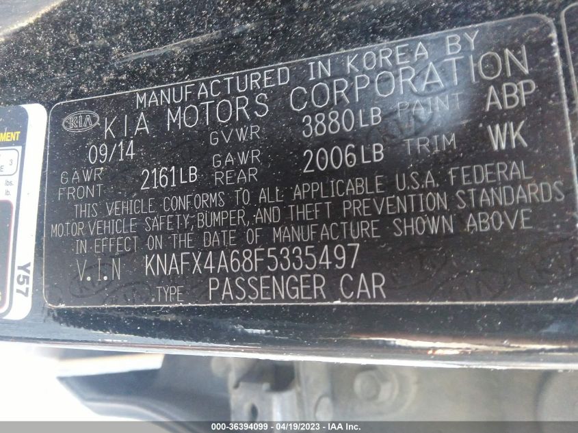 2015 KIA FORTE LX - KNAFX4A68F5335497