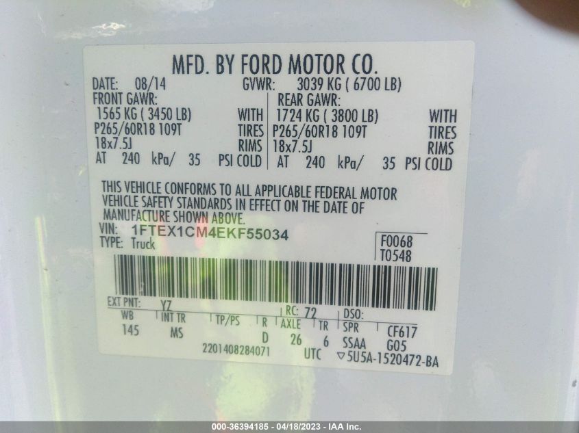 2014 FORD F-150 XLT - 1FTEX1CM4EKF55034