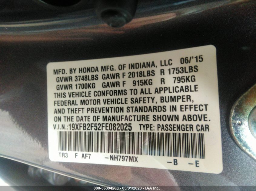2015 HONDA CIVIC SEDAN LX - 19XFB2F52FE082025