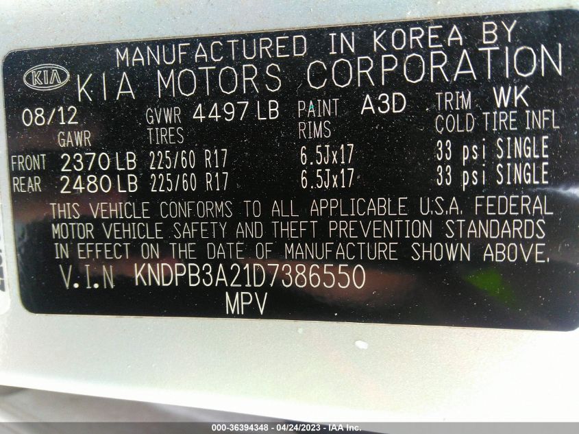 2013 KIA SPORTAGE LX - KNDPB3A21D7386550