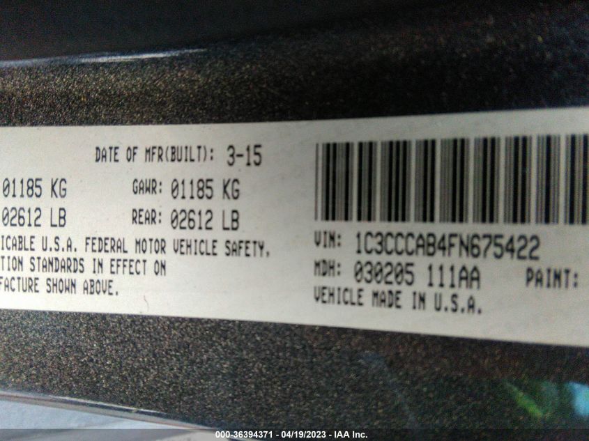 2015 CHRYSLER 200 LIMITED - 1C3CCCAB4FN675422