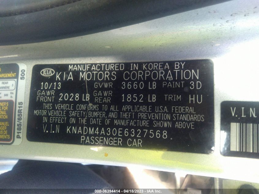 2014 KIA RIO LX - KNADM4A30E6327568