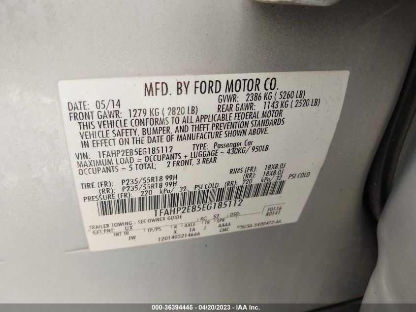 2014 FORD TAURUS SEL - 1FAHP2E85EG185112