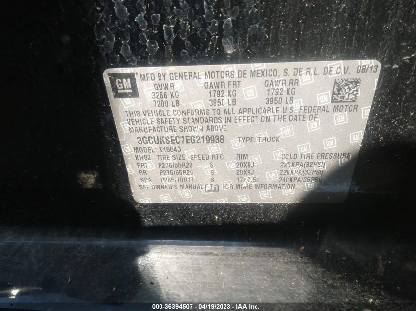 2014 CHEVROLET SILVERADO 1500 LTZ - 3GCUKSEC7EG219938