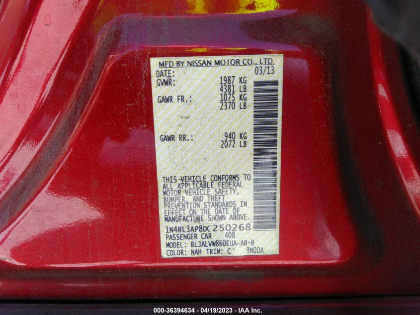 2013 NISSAN ALTIMA 3.5 SL - 1N4BL3AP8DC250268