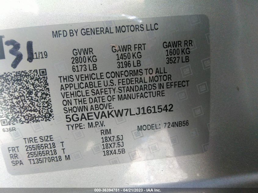 2020 BUICK ENCLAVE ESSENCE - 5GAEVAKW7LJ161542