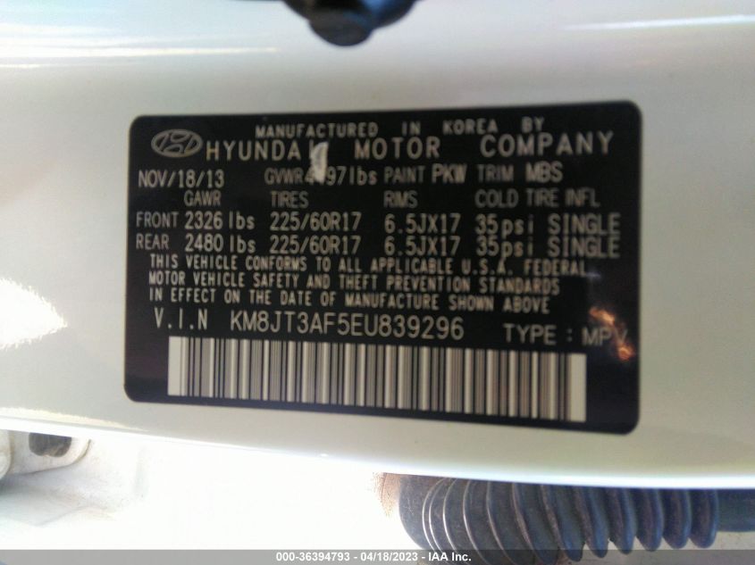 2014 HYUNDAI TUCSON GLS - KM8JT3AF5EU839296