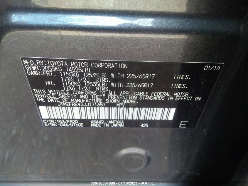 2018 TOYOTA RAV4 LE - JTMZFREV3JJ171657