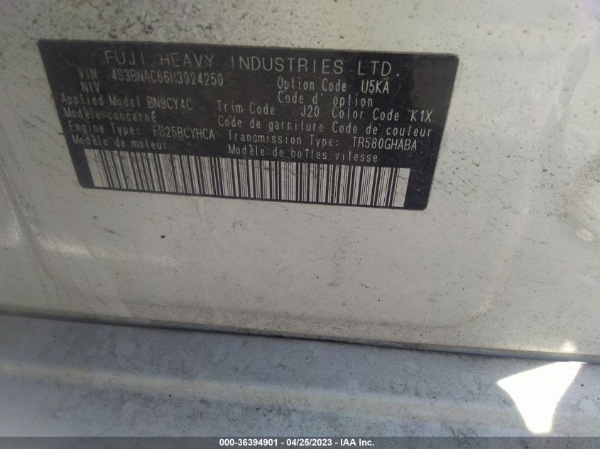 2017 SUBARU LEGACY PREMIUM - 4S3BNAC66H3024250