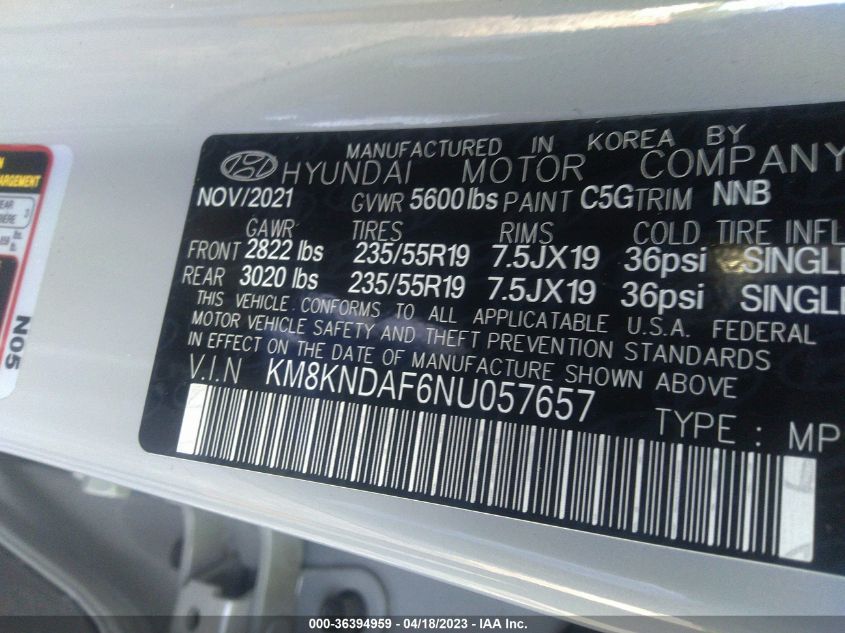 2022 HYUNDAI IONIQ 5 SEL - KM8KNDAF6NU057657