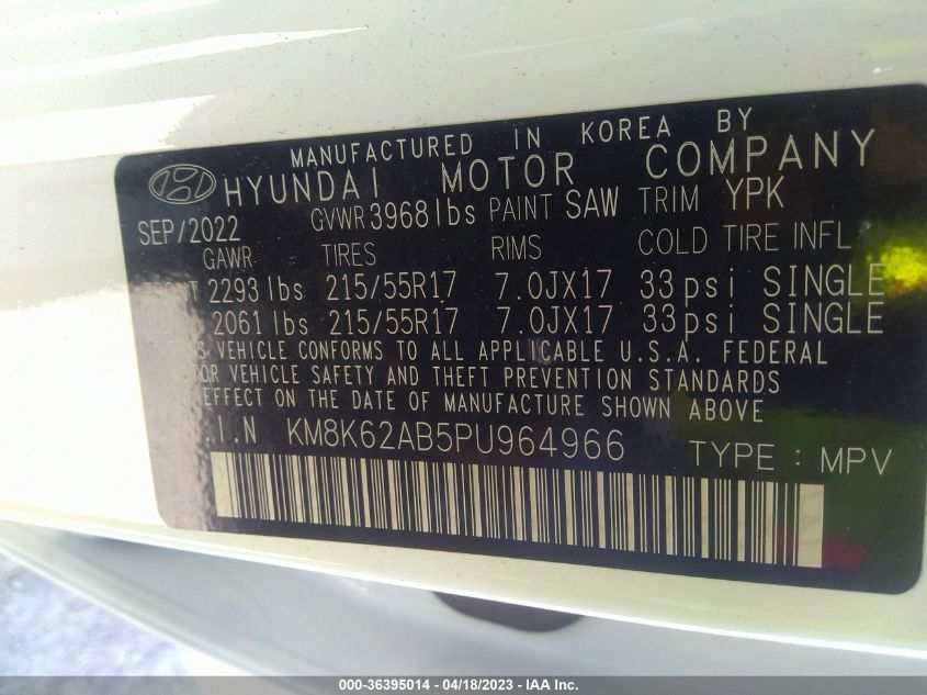 2023 HYUNDAI KONA SEL - KM8K62AB5PU964966
