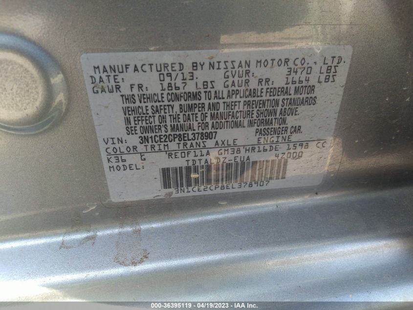 2014 NISSAN VERSA NOTE SV - 3N1CE2CP8EL378907