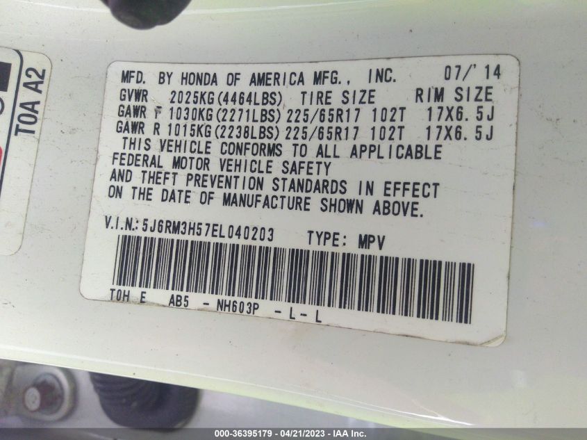 2014 HONDA CR-V EX - 5J6RM3H57EL040203