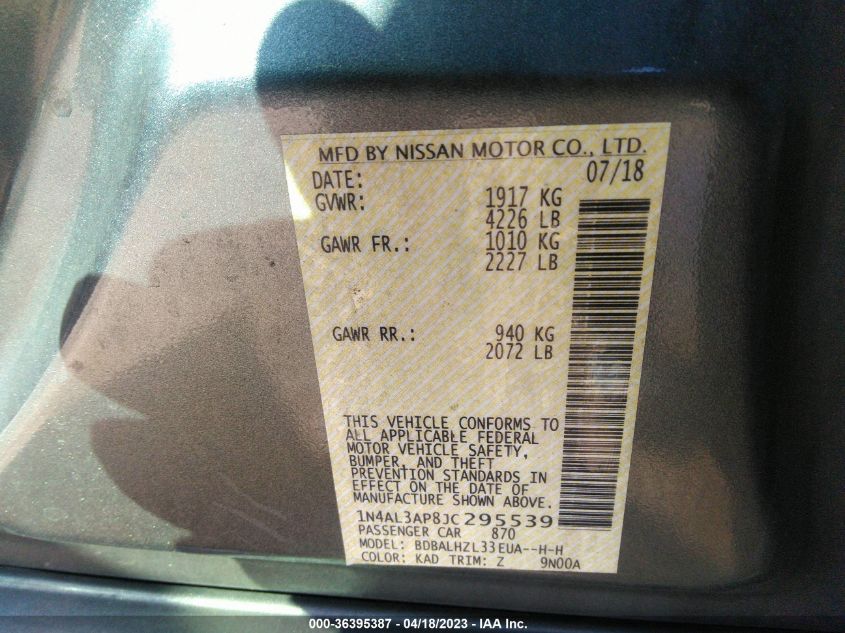 2018 NISSAN ALTIMA 2.5 SR - 1N4AL3AP8JC295539