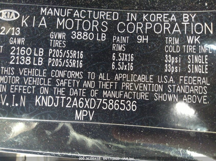 2013 KIA SOUL + - KNDJT2A6XD7586536