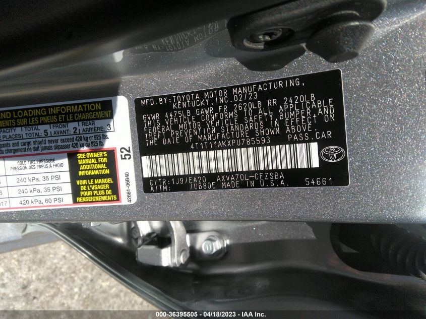 2023 TOYOTA CAMRY SE - 4T1T11AKXPU785593
