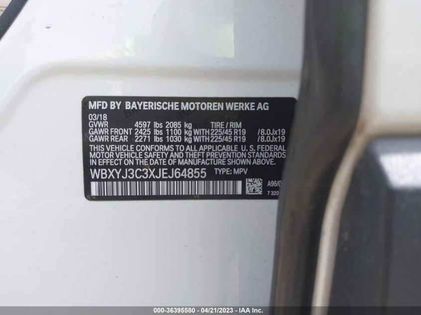 2018 BMW X2 SDRIVE28I - WBXYJ3C3XJEJ64855