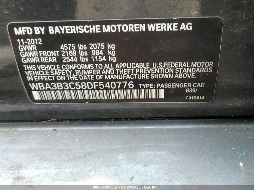 2013 BMW 3 SERIES 328I XDRIVE - WBA3B3C58DF540776