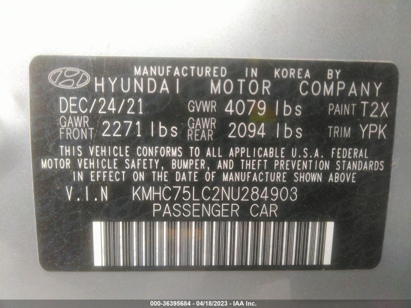 2022 HYUNDAI IONIQ HYBRID SE - KMHC75LC2NU284903