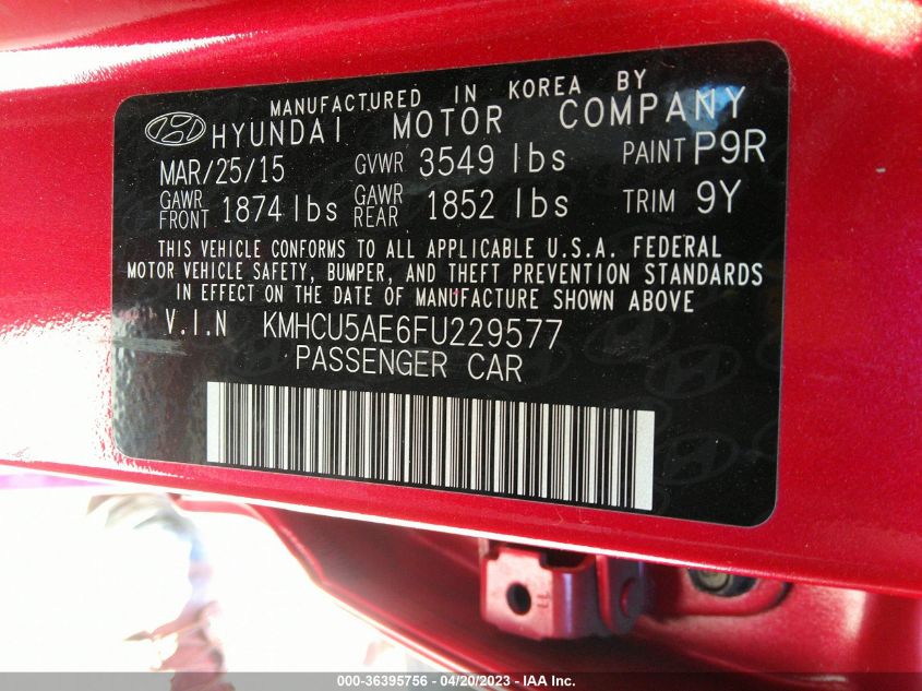 2015 HYUNDAI ACCENT SPORT - KMHCU5AE6FU229577