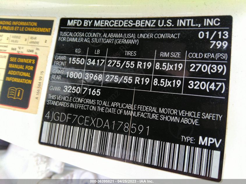 2013 MERCEDES-BENZ GL-CLASS GL 450 - 4JGDF7CEXDA178591