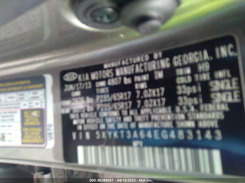 2014 KIA SORENTO LX - 5XYKT3A64EG483143