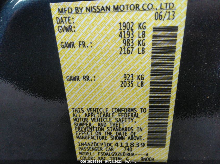 2013 NISSAN LEAF SL - 1N4AZ0CP1DC411839