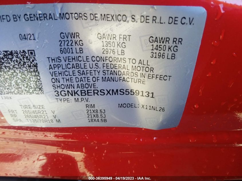 2021 CHEVROLET BLAZER RS - 3GNKBERSXMS559131