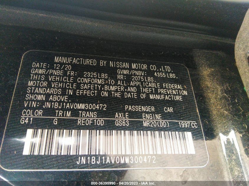 2021 NISSAN ROGUE SPORT S - JN1BJ1AV0MW300472