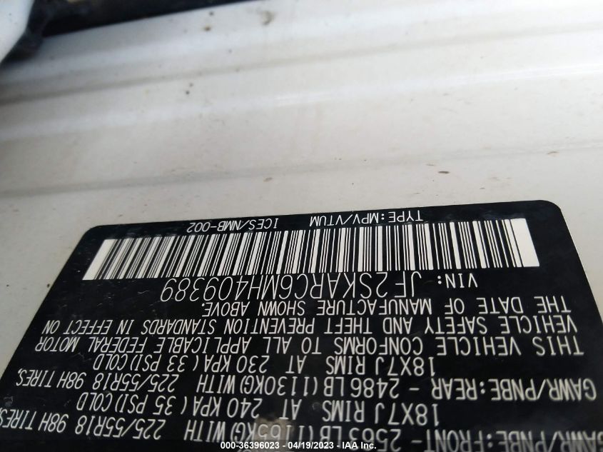 2021 SUBARU FORESTER SPORT - JF2SKARC6MH409389
