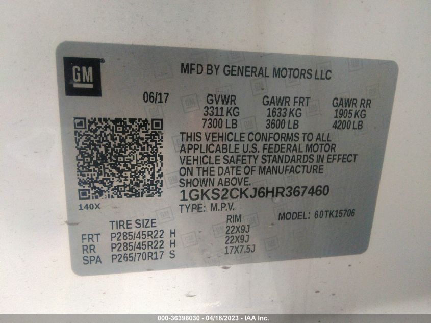 2017 GMC YUKON DENALI - 1GKS2CKJ6HR367460