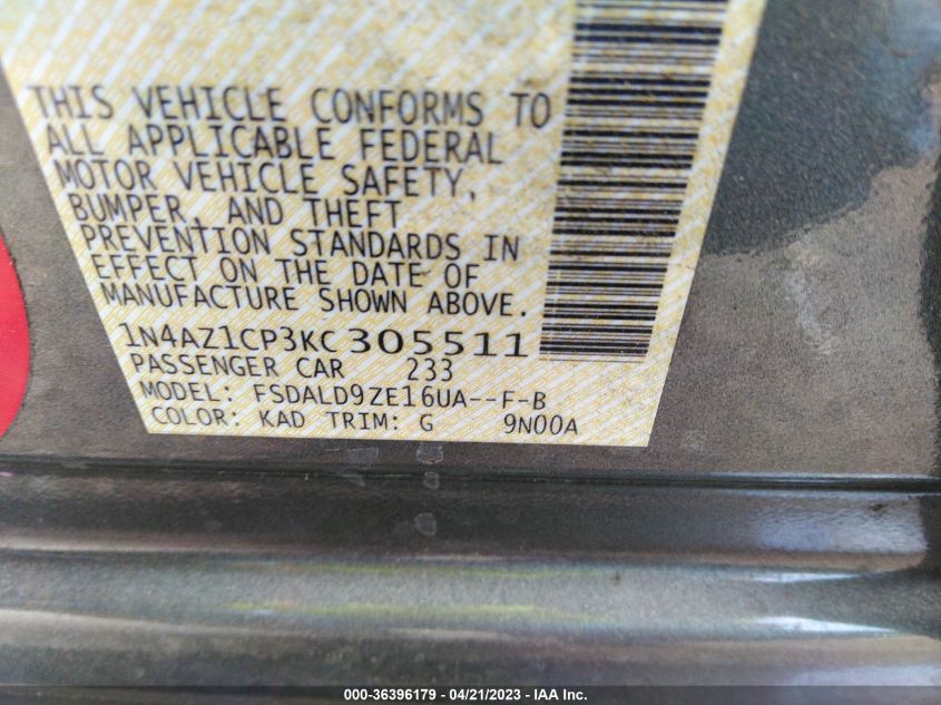 2019 NISSAN LEAF SV - 1N4AZ1CP3KC305511