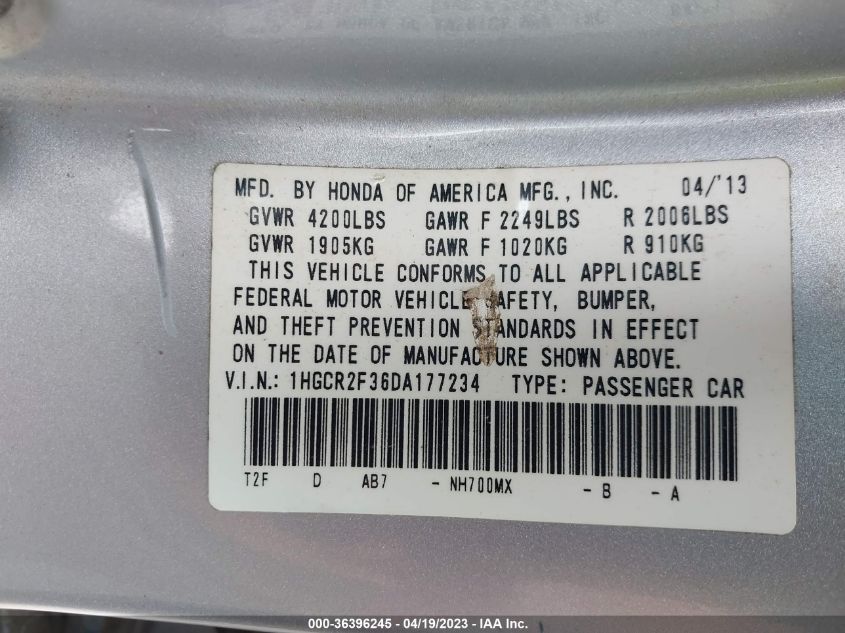 2013 HONDA ACCORD SDN LX - 1HGCR2F36DA177234