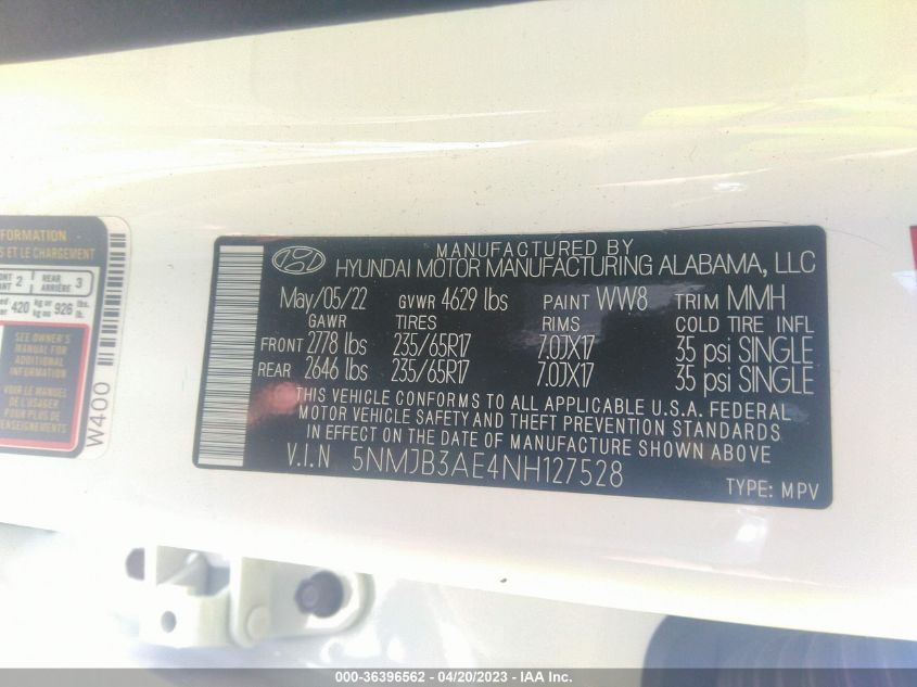 2022 HYUNDAI TUCSON SEL - 5NMJB3AE4NH127528