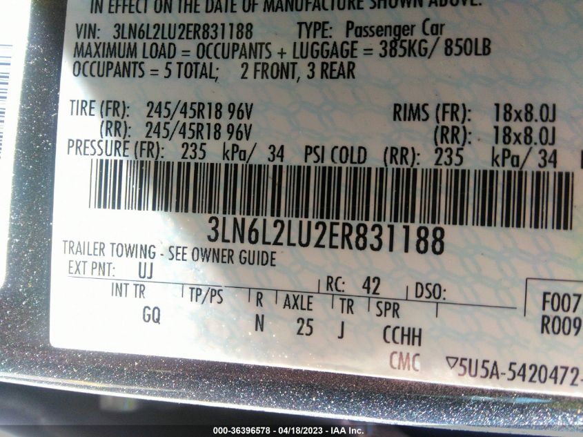 2014 LINCOLN MKZ HYBRID - 3LN6L2LU2ER831188