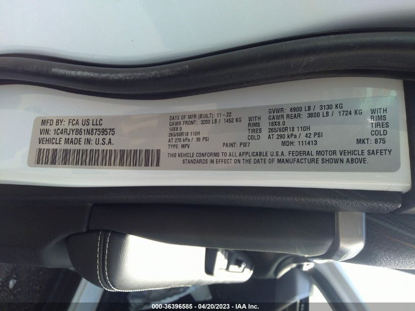 2022 JEEP GRAND CHEROKEE 4XE 1C4RJYB61N8759575