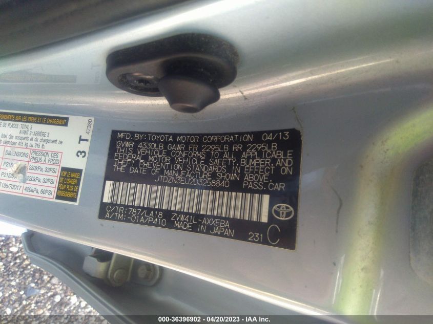 2013 TOYOTA PRIUS V TWO/THREE/FIVE - JTDZN3EU2D3258840