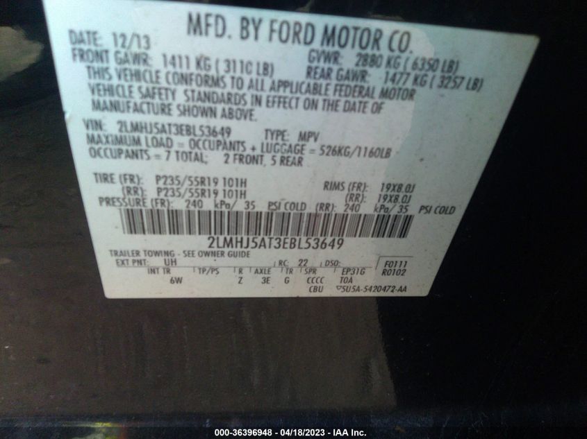 2014 LINCOLN MKT ECOBOOST - 2LMHJ5AT3EBL53649