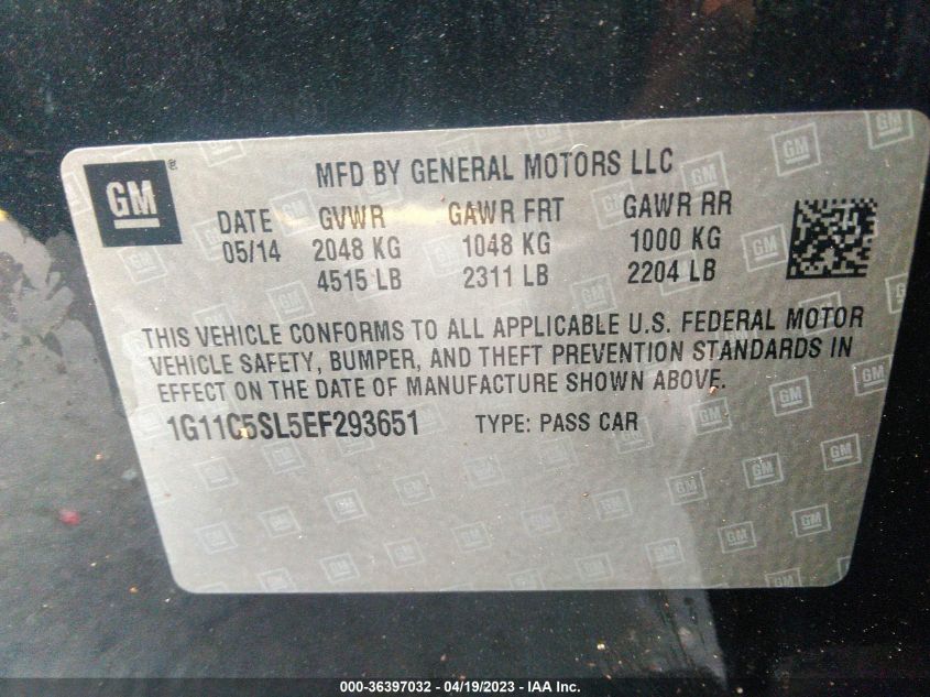 2014 CHEVROLET MALIBU LT - 1G11C5SL5EF293651