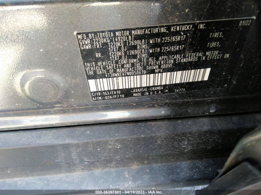 2022 TOYOTA RAV4 HYBRID XLE - 4T3RWRFV7NU050619