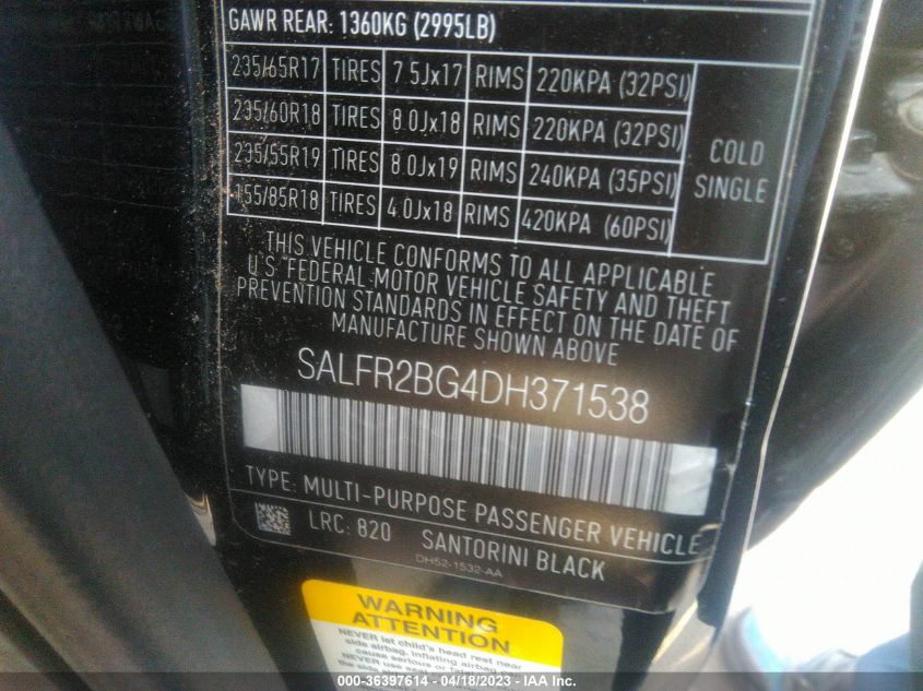 2013 LAND ROVER LR2 - SALFR2BG4DH371538