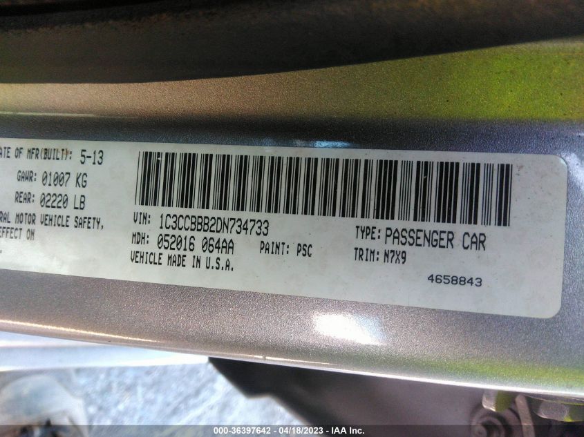 2013 CHRYSLER 200 TOURING - 1C3CCBBB2DN734733