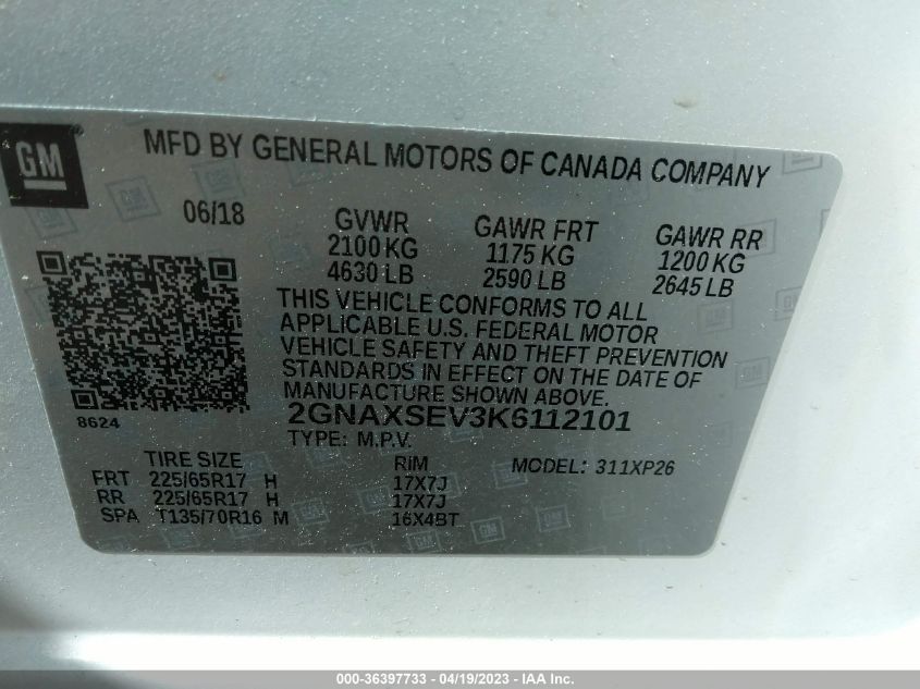 2019 CHEVROLET EQUINOX LS - 2GNAXSEV3K6112101