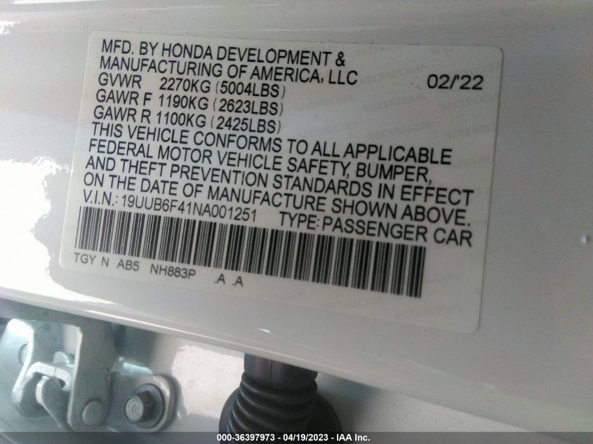 2022 ACURA TLX W/TECHNOLOGY PACKAGE - 19UUB6F41NA001251