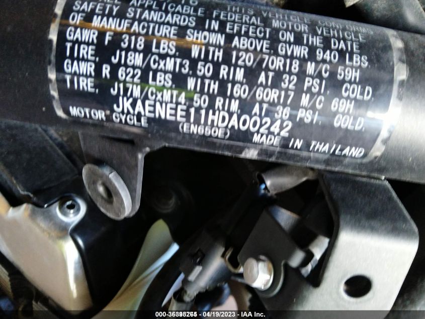 2017 KAWASAKI EN650 E - JKAENEE11HDA00242