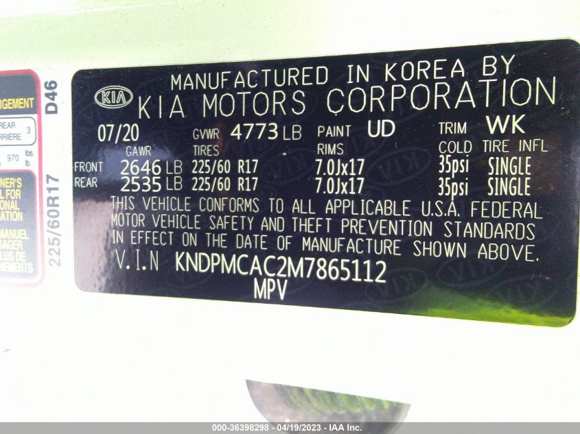 2021 KIA SPORTAGE LX - KNDPMCAC2M7865112