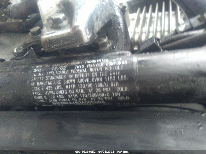 2003 KAWASAKI VN1600 A1 JKBVNKA163A000096